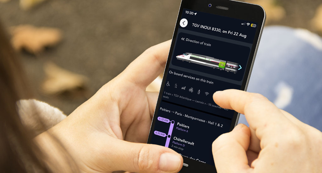 Train number search screen in the SNCF Connect app